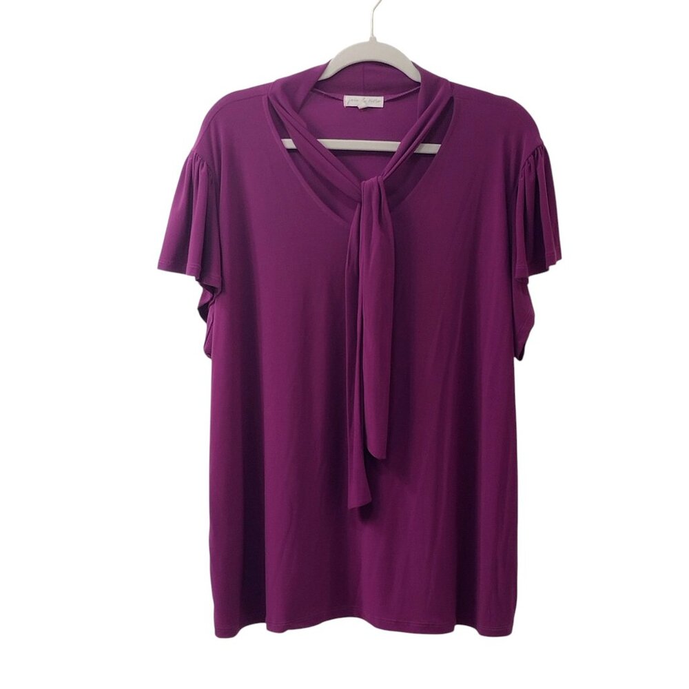 Joie de Vivre Short Sleeve Top, Size 3X, Purple